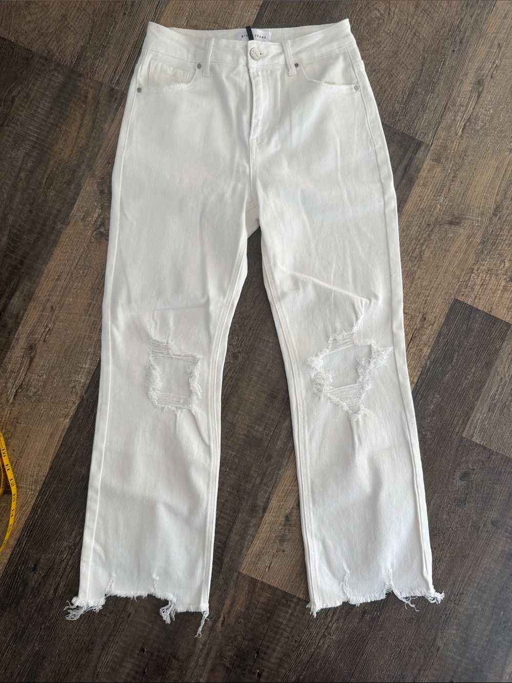 Risen White Distressed Cropped Ankle Jeans Sz 3 NWT